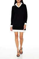 Combo Sweater Shirt Dress