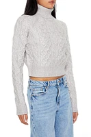 Cropped Cable Knit Turtleneck Sweater