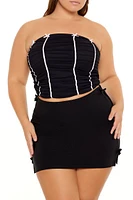 Plus Mesh Bow Tube Top