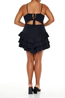 Plus Tiered Cutout Mini Dress