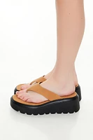 Faux Suede Lug-Sole Thong Sandals