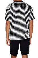 Textured Striped Crew Neck Tee