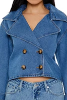 Denim Cropped Trench Coat