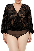 Plus Sheer Burnout Bodysuit