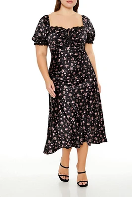 Plus Floral Bow Midi Dress