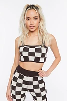 Sweater-Knit Checkered Crop Top & Pants Set