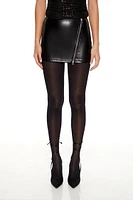 Faux Leather Zip-Up Mini Skirt