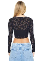 Lace Long-Sleeve Crop Top