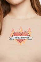 Flaming Heart Graphic Baby Tee