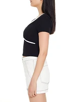 Ribbed Bow Cropped Tee