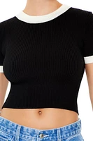 Sweater-Knit Ringer Cropped Tee