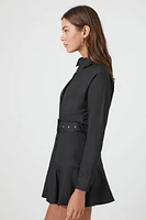 Poplin Belted Mini Shirt Dress