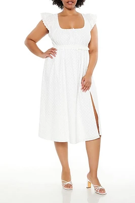 Plus Eyelet Midi Babydoll Dress