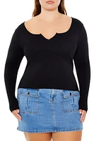 Plus Split-Neck Scoop Top