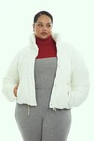 Plus Cable Knit Puffer Jacket