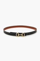 Horse Bit Buckle Faux Leather Belt