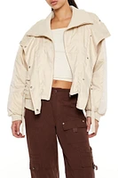 Faux Suede Cargo Moto Jacket