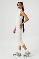 Ribbed Knit Mock Neck Midi Dress