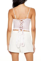 Bow Lace-Up Cropped Cami