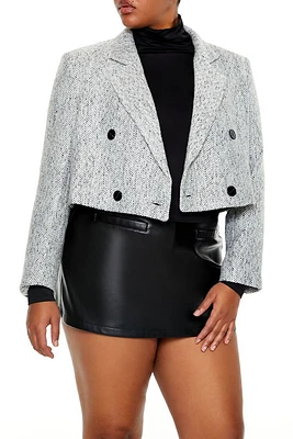 Plus Tweed Herringbone Blazer