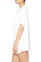 Satin Short-Sleeve Pajama Shirt