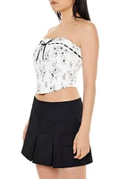 Floral Ribbon-Trim Tube Top