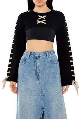 Cropped Tie-Trim Sweater