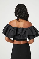 Velvet Off-the-Shoulder Ruffle Top