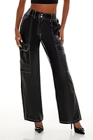 Faux Leather Cargo Pants