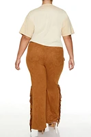 Plus Faux Suede Fringe Pants