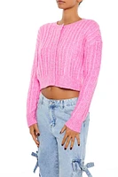 Cable Knit Cropped Cardigan Sweater