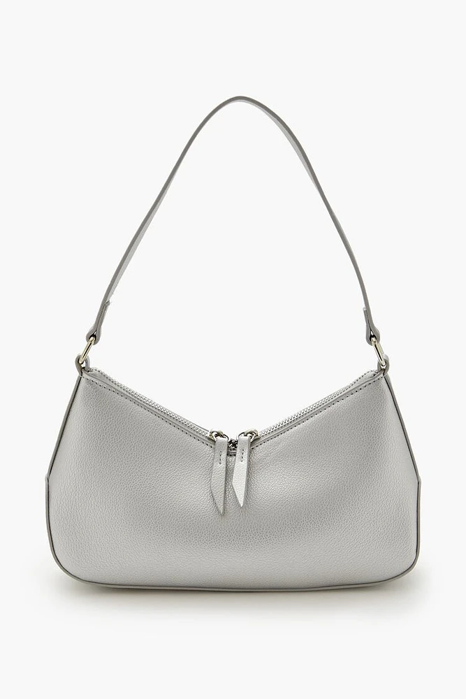 Metallic Faux Leather Shoulder Bag