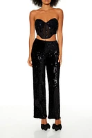 Mesh Sequin Tube Crop Top