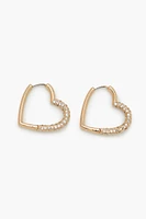 Rhinestone Heart Hoop Earrings