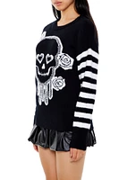 Floral Skull Graphic Sweater