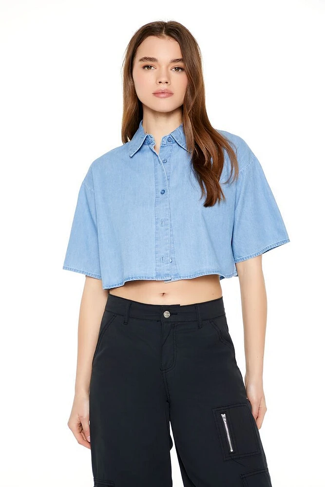 Boxy Cropped Chambray Shirt