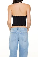 Cropped Lace-Trim Halter Top