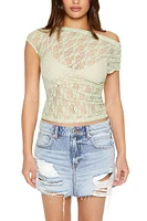 Cropped Sheer Lace Tee