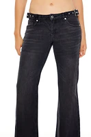 Buckled Low-Rise Flare Jeans