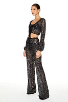 Sequin Crop Top & Pants Set