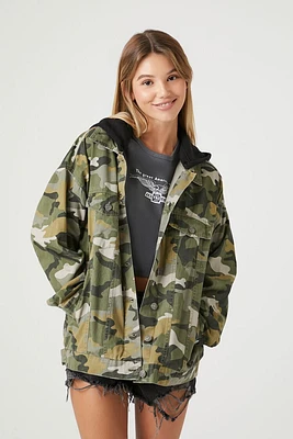 Camo Print Hooded Combo Jacket