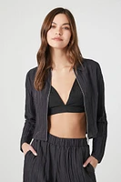 Crinkled Zip-Up Top