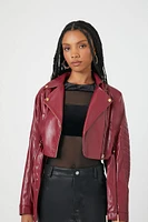 Cropped Faux Leather Moto Jacket