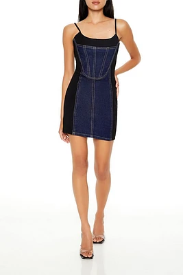 Denim Corset Combo Mini Dress