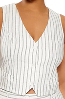 Plus Pinstriped Plunging Vest
