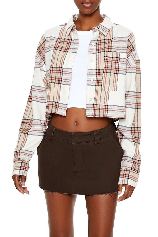 Cropped Plaid Flannel Shirt