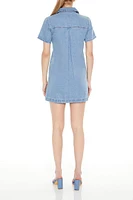 Denim Zip-Up Mini Shirt Dress