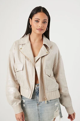 Linen-Blend Moto Jacket