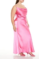 Plus Satin Maxi Skirt