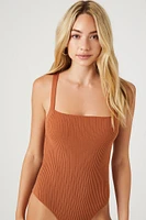 Ribbed Sweater-Knit Bodysuit